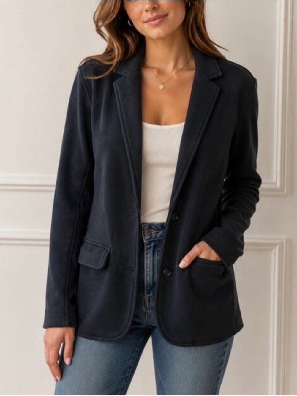 Aerie Black Sweatshirt Blazer / Tailored Hoodie Jacket (Size XS-Fits S)